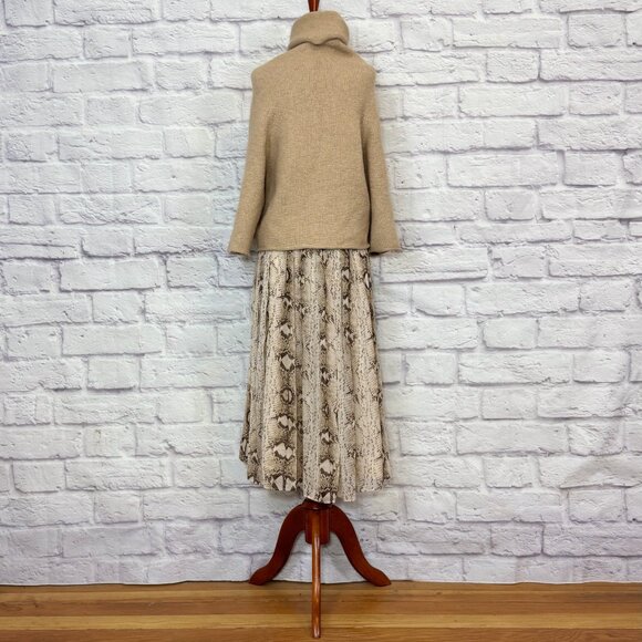 Theory Merino Wool Camel Hair Blend Tan Turtleneck Drop Shoulder Sweater - Picture 6 of 9